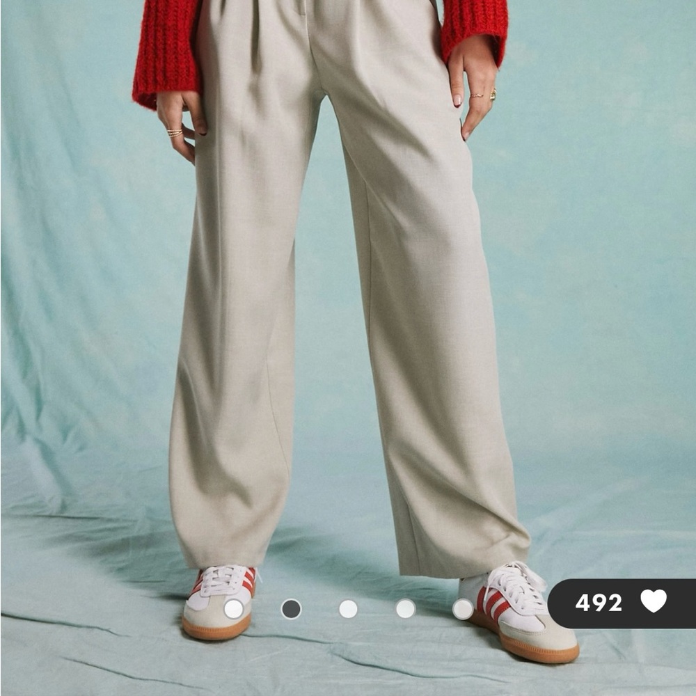 New Miss Selfridge wide leg tailored pants in stone size 6
